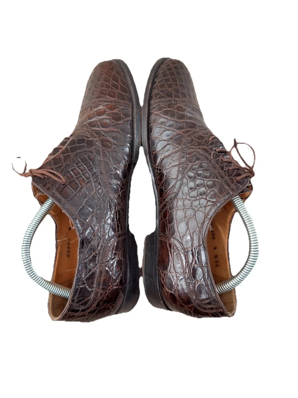 Vintage Cole Haan Genuine Crocodile Oxfords 9 D Brown Dress Shoes Italy